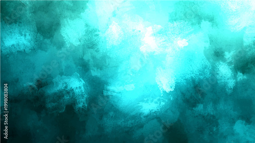 Abstract Vector teal watercolor texture with gradient blue paint and creative artistic modern element for background or backdrop.