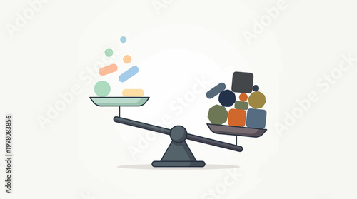 Vector Illustration of an Imbalanced Scale with Geometric Shapes