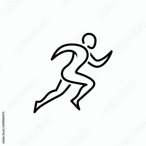 Minimalist Line Art Icon of a Running Human Figure Representing Fitness, Speed, and Athletics