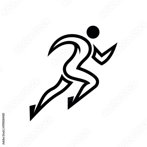 Minimalist Runner Silhouette Vector Icon - Stylized Athlete Logo for Fitness, Sprinting, and Sports Training Branding
