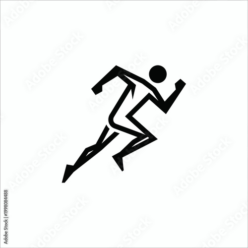 Minimalist Black Silhouette of a Runner Icon, Stylized Athlete in Motion for Sports and Fitness Branding