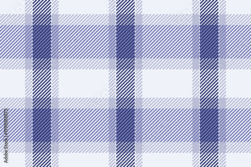 Hippie check texture vector, elegant fabric tartan plaid. Carnival background seamless textile pattern in blue and white colors.