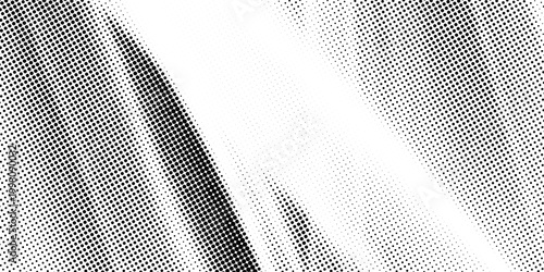 Radial halftone pattern texture. Vector black and white radial dot gradient background for retro, vintage wallpaper graphic effect. Monochrome pop art dot overlay for poster illustration
