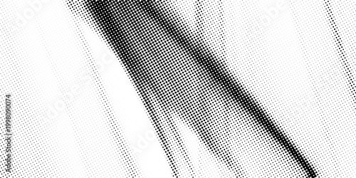 Radial halftone pattern texture. Vector black and white radial dot gradient background for retro, vintage wallpaper graphic effect. Monochrome pop art dot overlay for poster illustration