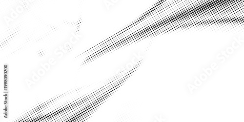 Radial halftone pattern texture. Vector black and white radial dot gradient background for retro, vintage wallpaper graphic effect. Monochrome pop art dot overlay for poster illustration