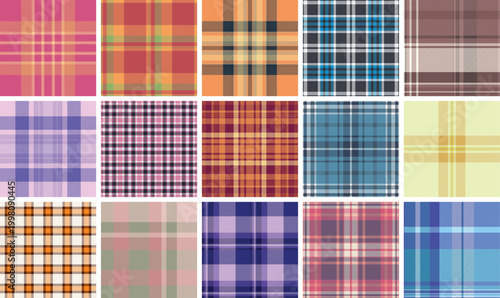 Plaid pattern set for Christmas banners and signs. Seamless repeats enhance seasonal displays and decor.