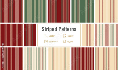 Striped pattern set tailored for backyard barbecues, camping trips, and relaxed outdoor events. Seamless vector designs scale perfectly for all formats.