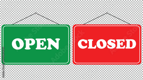 Open and closed signs Vector illustration with transparent background