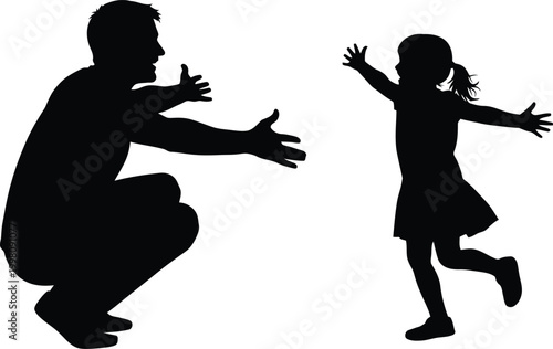 Father and daughter silhouette a heartwarming reunion and joyful embrace