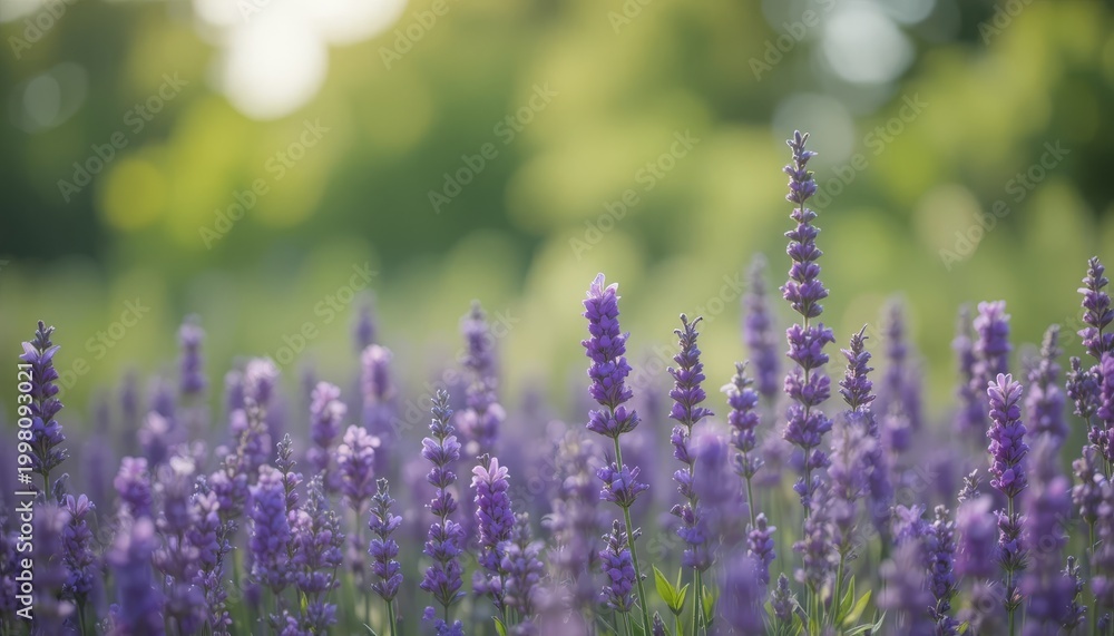 Obraz premium Background of a Wild Lavender Field with Depth Blur