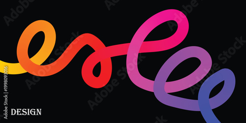 Vibrant colorful design typography on black background with creative typography art