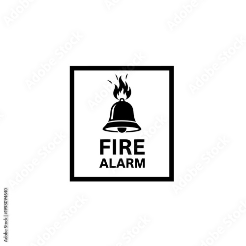Fire Alarm black and white sign vector 