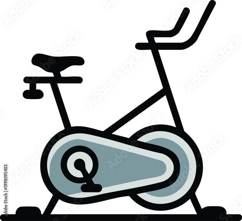 Stationary exercise bike side view illustration