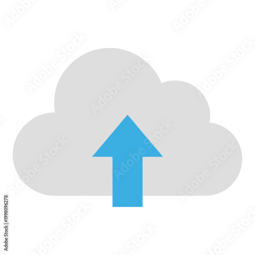 Contemporary vector cloud upload icon representing secure data synchronization and online storage solutions