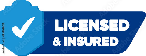 Licensed And Insured With Tick Mark And Shield