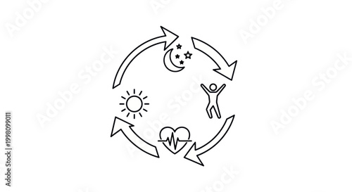 Healthy Lifestyle Daily Routine Cycle Icon
