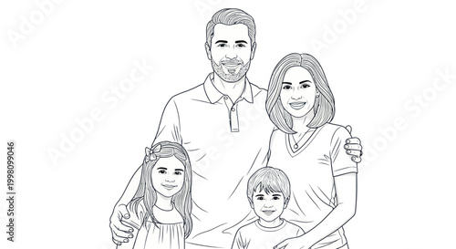 Happy family portrait illustration
