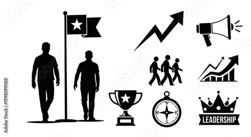 Business Success and Leadership Concept Icons
