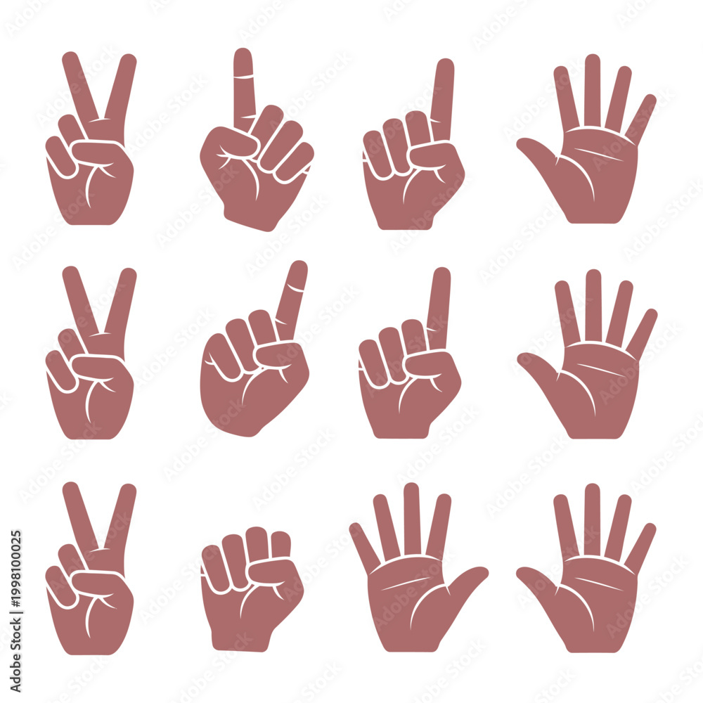 Fototapeta premium Dusty Rose Hand Gestures Counting Numbers Collection