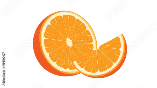 Juicy whole orange and two freshly cut slices displayed together to highlight healthy citrus fruit and vitamin c content.