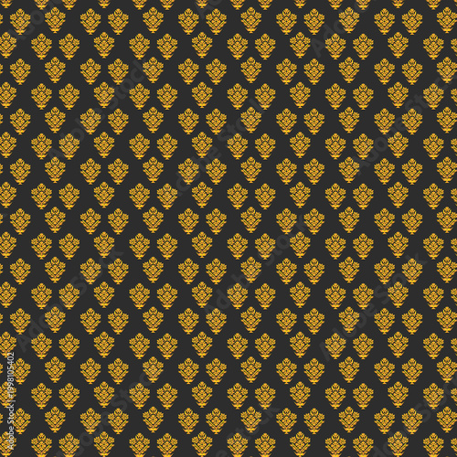 Assam Inspired Textile Pattern with Floral Motifs, Seamless Ethnic Wallpaper Background , Elegant Assamese Textile Pattern with Indian Floral Design, Seamless Allover Wallpaper