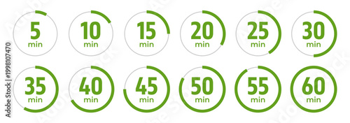 Timer icons set for time management and interval tracking