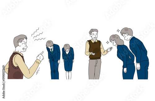 Business staff resolving an angry customer complaint