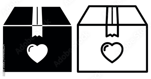 Donation Box Icon Outline Glyph Style Stock Vector