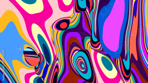 Vibrant abstract psychedelic pattern with colorful swirling shapes