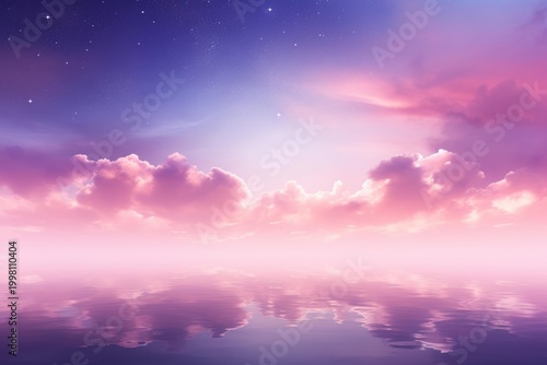 Clouds reflecting on tranquil water creating an ethereal, vibrant, colorful background