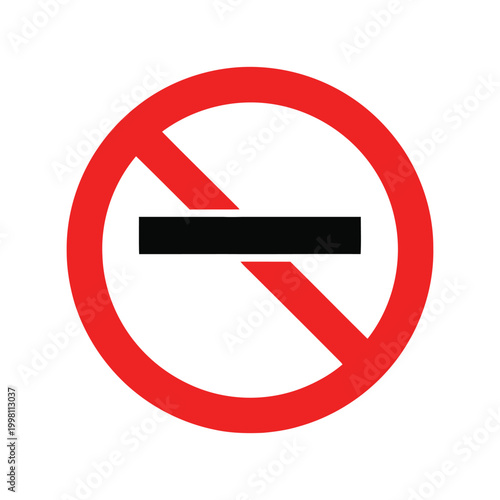 Red no entry road traffic sign with a black horizontal bar Vector