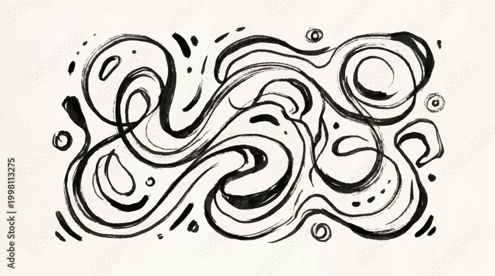 Fototapeta premium Abstract black swirling line art design.