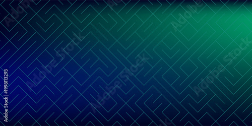 halftone with blue-green gradation, abstract background pattern, neon light reflecting walls and floors, dark colors, and feel the speed of digital technology connected with blue-green background.