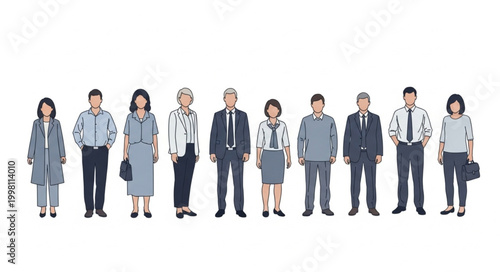 Diverse group of people standing together in a line.