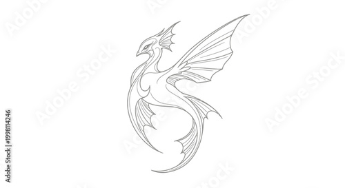 Elegant dragon illustration on white background vector design