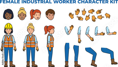 Female Industrial Worker Character.
