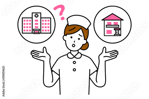 入院と在宅医療迷っている女性看護師