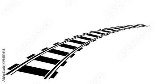 Curving Train Tracks Leading Into The Distance.