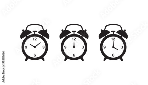 Canvas Print black and white silhouette set of alarm clock very high quality vector illustration