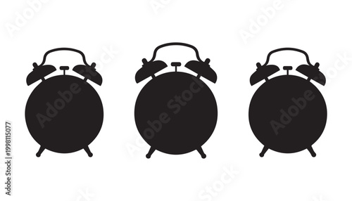 Bilde på lerret black and white silhouette set of alarm clock very high quality vector illustration