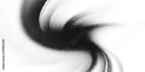 Dotted halftone texture background. Black and white pop art gradient overlay. Fading grunge gritty noise wallpaper. Weathered pixelated comic backdrop. Vector bitmap subtle vanishing surface