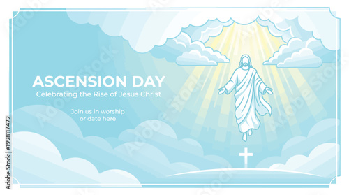 Ascension Day of Jesus Christ Blue Sky with Cross