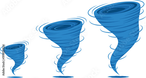 Tornado Vector Set in Different Sizes for Weather, Storm, and Natural Disaster Illustrations