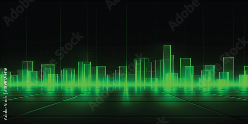 An abstract blue pulse wave illustration representing a heartbeat ekg monitor graph for medical technology and data finance charts