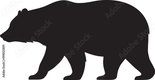 Vector illustration of a wild bear and boar silhouette set featuring black mammal wildlife animals and predator beast designs for nature and zoo themes