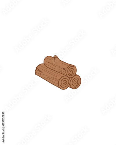 A stacked pile of three cut logs, representing forestry and raw wood materials, isolated on a white background