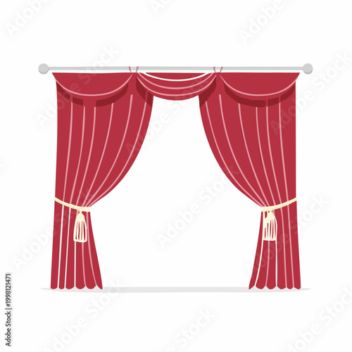 Red Stage Curtains with Tassels