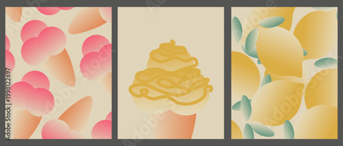 Set of retro summer posters, Hello Summer banners, covers, summer cards