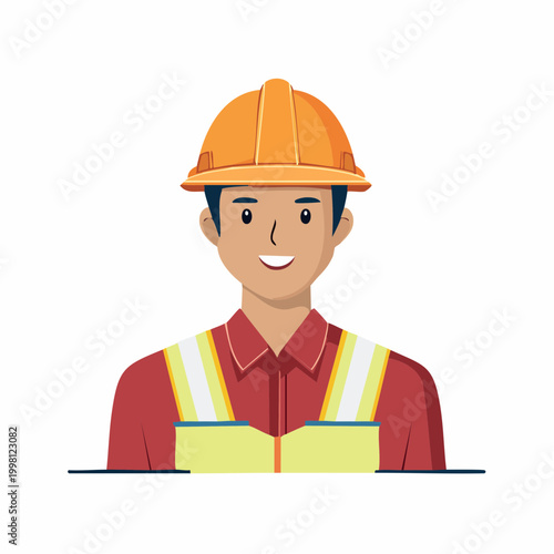 Construction Worker with Hard Hat and Safety Vest