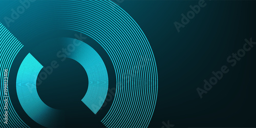 Abstract futuristic background. Glowing blue circle lines. Swirl circular lines design element. Round movement. Modern shiny blue geometric pattern. Technology concept. Vector illustration
